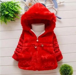 Jackets Kids Clothing Warm Jacket 2024 Winter Children Leopard Faux Fur Collar Coat Baby Girl Cotton Thicken Outerwear Hoodies