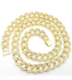 18K Yellow Gold Lab CZ Diamond Cuban Chain Link Micro Pave Miami NB Iced Out Men Necklace 140g 76CM 30INCH 15MM Wide5726413