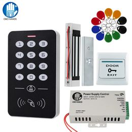 OBO Hands Door Access Control System Kit RFID Keypad Power Supply Electric 180KG Magnetic Lock Strike Locks for Home 240123