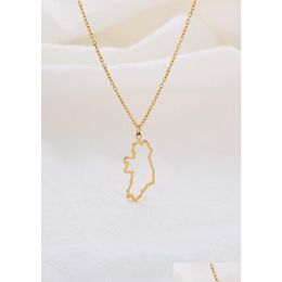 Pendant Necklaces 10Pc Outline Republic Of Ireland Map Necklace Continent Europe Country Dublin Pendant Chain Necklaces For Motherland Dhtuz