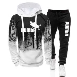 Tracksuits masculinos 2023 Venda quente Mens Novo Tracksuit Hoodies e Sweatpants Preto de Alta Qualidade Masculino Dialy Casual Sports Jogging Set Outono Outfits T240217