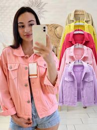 Women Jackets Spring outwear denim coat Solid turn down collar cotton jacket for female plus size S-3XL 240202