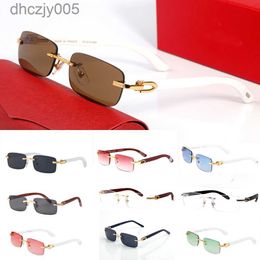New Buffalo Horn Sunglasses Fashion Sport Sun Glasses for Men Women Rimless Rectangle Bamboo Wood Eyeglasses Eyewear with Boxes Case Lunettes Gafas 32Q0