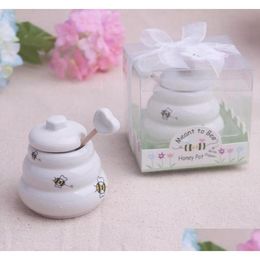 Party Favour 100 Pcs Ceramic Meant To Bee Honey Jar Pot Wedding Favours Baby Shower Sn8026571590 Drop Delivery Home Garden Festive Party Dhq4F