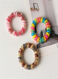 8 color Gradient Telephone Wire hairband Gradient colorful Ponytail Holder Elastic Phone Cord Line hair tie hair accessories kids 6336700