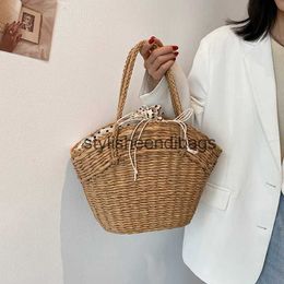 Totes Casual Rattan Large Capacity Tote Wicker Woven Women Handbags Handmade Summer Beach Straw Shell Bag Lady Shopping TravelH24217