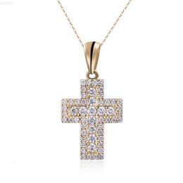 Mishang Jewelry 10k Yellow Gold Cross Pendant Lab Grown Diamond Necklace for Party/women