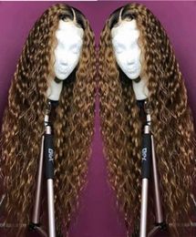 Brazilian NonRemy Hair Ombre 1b 27 Color Deep Wave Full Lace Human Hair Wigs With Baby Hair Middle Part Natural Hairline5718655