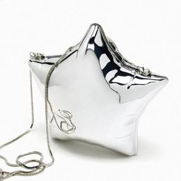 Acrylic Silver Star Shape Evening Party Bag For Women Luxury Designer Handbag Purse 2024 In Fashion Mini Shoulder Crossbody 240129