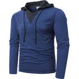 Men's Hoodies Sweatshirts Men Cosy Hoodies Sweatshirts Long Sleeve Solid Patchwork Single Breasted Drawstring Lightweight Casual Street Home Clothing T240217