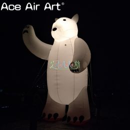 wholesale 5m tall white friendly inflatable polar bear mascot inflatable standing bear blow up animal model for outdoor events or