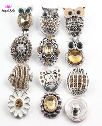 whole 50pcsLot High quality mix styles Fashion 18mm metal rhinestone snap buttons fit noosa chunks Ginger bracelet Necklace e7487056