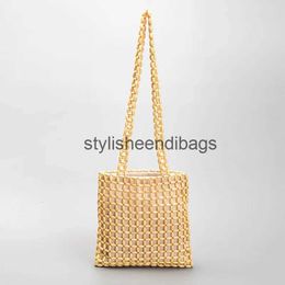 Shoulder Bags Fashion Hollow Wooden Beading Crossbody Designer Women Bag Handmade Retro Casual Summer Beach Small Tote 2023H24217