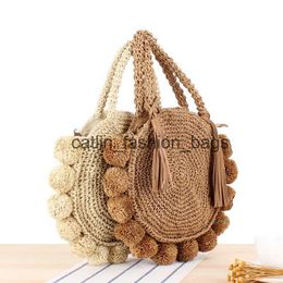 Shoulder Bags New Beach Woven Handbags Summer Women Fashion Round Ball Bag Rattan Messenger Travel strawH24217