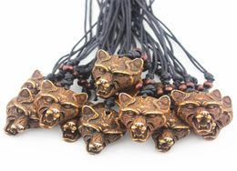 Fashion Whole lot 12pcsLOT Cool Men039s Jewelry Tribal Style Wolf Head Pendant Necklace Amulet Drop MN3744342495