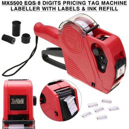 Labels Tags 8 Digits Tag Labeller Machine Handheld Price Labal Gun Plastic With 5500pcs Lable Ink Refill For Supermarket Shopping Mall Q240218