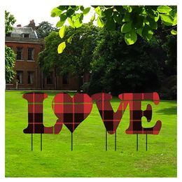 Garden Decorations Valentine's Day Decoration Card With Stakes Outdoor Yard Home Party Festival