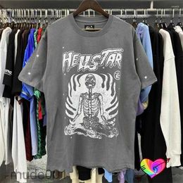 Mens t Shirts Hellstar T-shirt Skull Tee Men Women Grey Hell Star Tops Short Sleeve Casual Loose OCZC SPTG