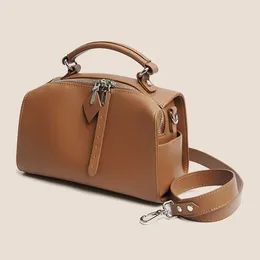 Evening Bags Genuine Leather Crossbody Bag For Women Pillow Korean Wide Shoulder Strap Handbag Fashion Versatile Soft Cowhide