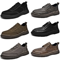 2024 New PU matte leather Casual shoes men black brown grey blue busniess shoes trainers sneakers sports breathable
