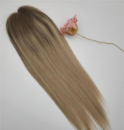 Customized Highlight Brown to Honey Blonde Color Mono Lace With Pu Around Human Hair Toppers for Thinning Hair Women88985245216830