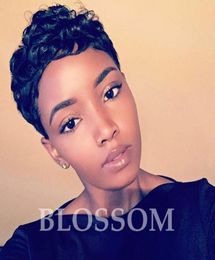 100 Human Hair Short Curly Wigs Hair Short Wavy Wig Very Short Bob Wigs for Black Women African American Wigs1961522