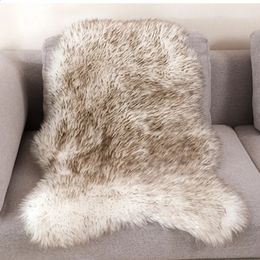Soft Carpet Sheepskin Chair Mat Seat Pad Faux Sheepskin Mat Sheep Skin Fur Plain Fluffy Area Rugs Washable For Home Washable 240125
