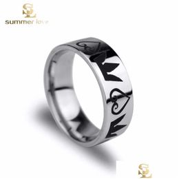 Cluster Rings High Quality Stainless Steel Kingdom Crown Heart Design Rings For Men Size 7-13 Simple Style Fashion Jewellery Dhgarden Dhxqe
