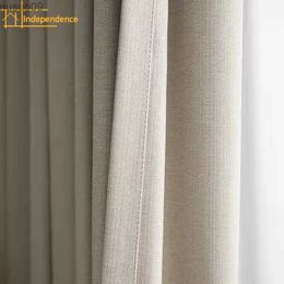 Curtain Simple and Modern Cotton and Linen Cream Blackout Curtains for Living Room Bedroom Decoration Custom Finished Partition Curtain