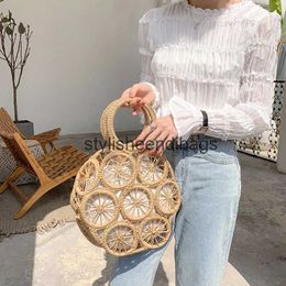 Totes fashion rattan hollow round straw bags wicker woven women handbags summer beach shoulder crossbody casual lady bali pursesH24217