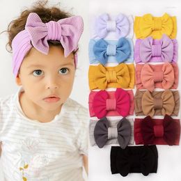 Hair Accessories Candy Colour Baby Thread Headdress Children's Nylon Bow Wide Headscarf Band Hat