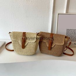 Shoulder Bags Womens Beach Bag With Adjustable Belt Boho Straw Weaving Shell Crossbody Females Summer Shopping PhoneH24217