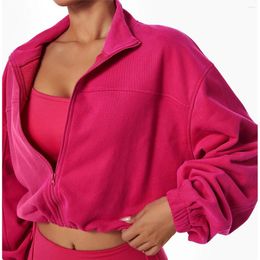 Active Shirts Women's Outdoor Running Zippered Jacket Thickened Long Sleeved Warm Fitness Sports Top Versatile