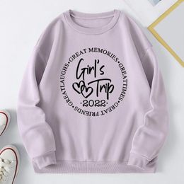 Women's Hoodies Medium Womens Autumn Winter Round Neck Letter Print Fleece Loose Fit Sweaterl Outdoor House