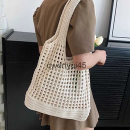 Shoulder Bags Vintage ollow Design Woven Women Soulder Bag Kniing Large Capacity andbags Summer Travel Sopper Tote For Ladies BeacH24217