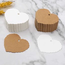 Labels Tags Heart Shaped Kraft Paper Tags Waved Edge Gift Cards Wedding Birthday Party Packaging Supplies Bags Boxes Hang Tag DIY Crafts Q240217
