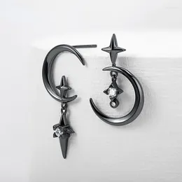 Stud Earrings Punk Stainless Steel Eardrop Earring Trendy Dangle Black Moon Pendant Ear Jewellery Accessories