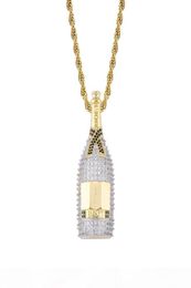 Wine Bottle Pendants Necklace Hip Hop Paved Cubic Zirconia Bling Iced Out Pendants Necklace New 2236975