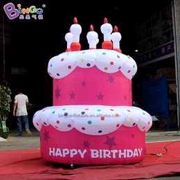 wholesale Outdoor Decorative 2M Height Inflatable Cake Model Inflation Simulation Food Models Blow Up Birthday Cake Balloon For Advertising