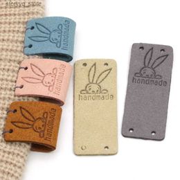 Labels Tags 20Pcs Rabbit Handmade Tags For Handmade Label Kawaii Sewing Leather Tags For Hats Knitted Decorative Clothes Gifts Bags 2x5CM Q240217