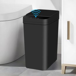 Bathroom Touchless Trash12L Motion SensorActivated Trash Can with LidAutomatic Kitchen for OfficeLiving RoomBedroom 240131