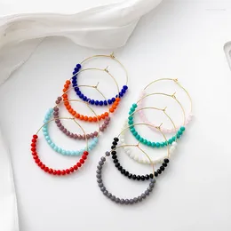 Hoop Earrings Europe And America Simple Jewelry Acccessories Multi Colors Handmade Artificial Crystal Beads Women's 2024