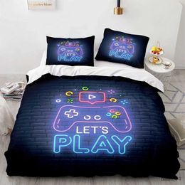 Bedding sets Game Handle King Queen Duvet Cover Kids Teens Boys Gamer Bedding Set case Cartoon Psychedelic 2/3pcs Polyester Quilt Cover