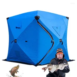 Tents And Shelters Ice Fishing House Foldable Warm Thick Hut Tent Fish With Two Doors Large Space Shelter Portable