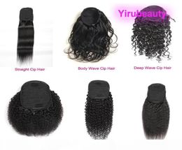 Brazilian 100 Human Hair Ponytails Afro Kinky Curly 820inch Straight Body Wave Virgin Hair Nautral Color Pony Tails Deep Wave Ki6622563