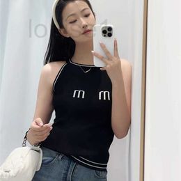 Women's Knits & Tees Designer Brand 23 Summer New m Family Short Sexy Hanging Strap Spicy Girl Tank Top with Contrast Letter Jacquard 6ADT 0L2C