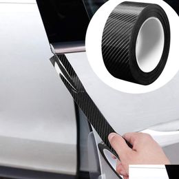 Car Doors Car Door Edge Guards Carbon Fiber Wrap Film 5D Gloss Transparent Vinyl Self-Adhesive Sill Protection Anti-Collision Fits Mos Dhbzo