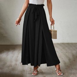 Women's Pants Wide Leg Plus Size 2024 Spring/Summer Bow Loose Waist Pleated With Belt