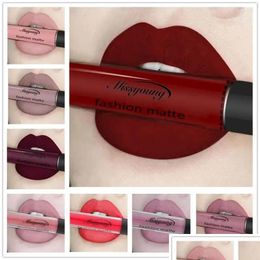 Lip Gloss Lips Makeup Black Red Lipstick Tube 18 Colors Veet Matte Cosmetics Tint Waterproof Glaze Drop Delivery Health Beauty Oteq9