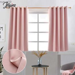 Curtain Solid Colour Blackout Short Curtains for Windows Bedroom Curtain in the Kitchen Small Size Drapes Tende Custom High Shading Decor